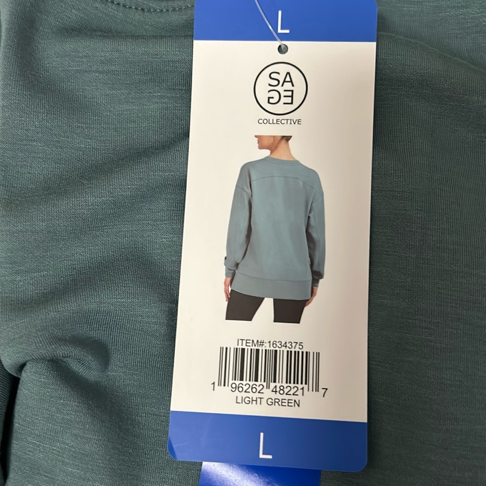 NWT Sage Ladies' Crew Neck Scuba Cozy Top with Side Pockets - Picture 2 of 5
